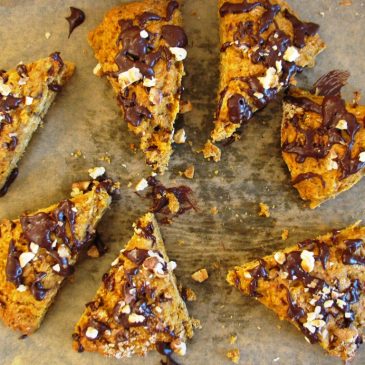 Pumpkin and Walnut Scones with Chocolate Glaze