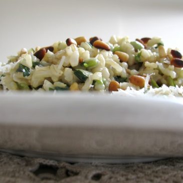 Spring Risotto (with chicory, fava bean and pine nuts)