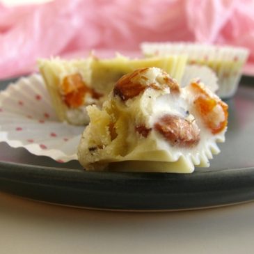 Homemade White Chocolate Cups with Almonds and Apricots