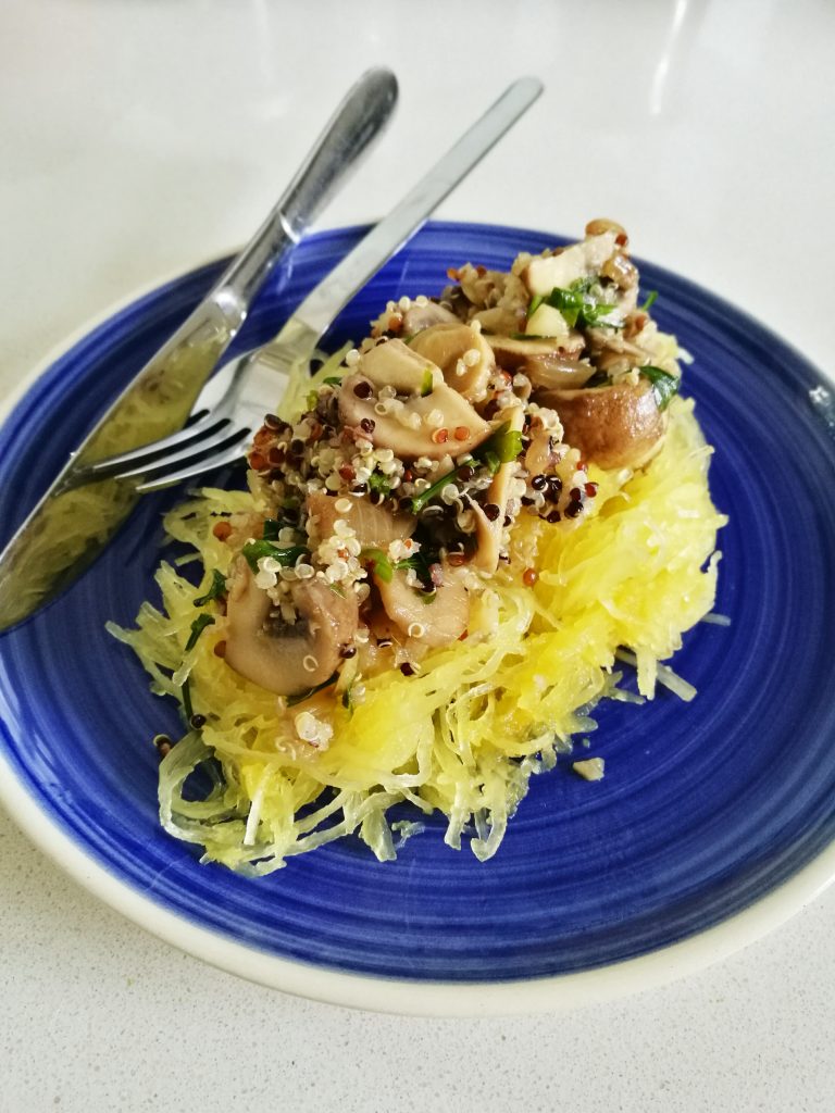 Spaghetti Squash with Mushrooms and Quinoa