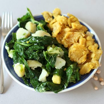 Chickpea Flour Omelet w/ Boiled Potatoes &Collard Greens (V, GF)