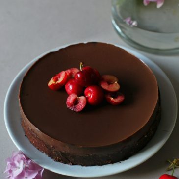 Vegan Dark Chocolate Cherry Tart {V, GF}