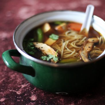 Vegetable and Tofu Miso Noodle Soup